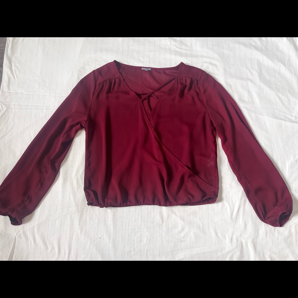 Charolette Russe Red Blouse with Crisscross Opening